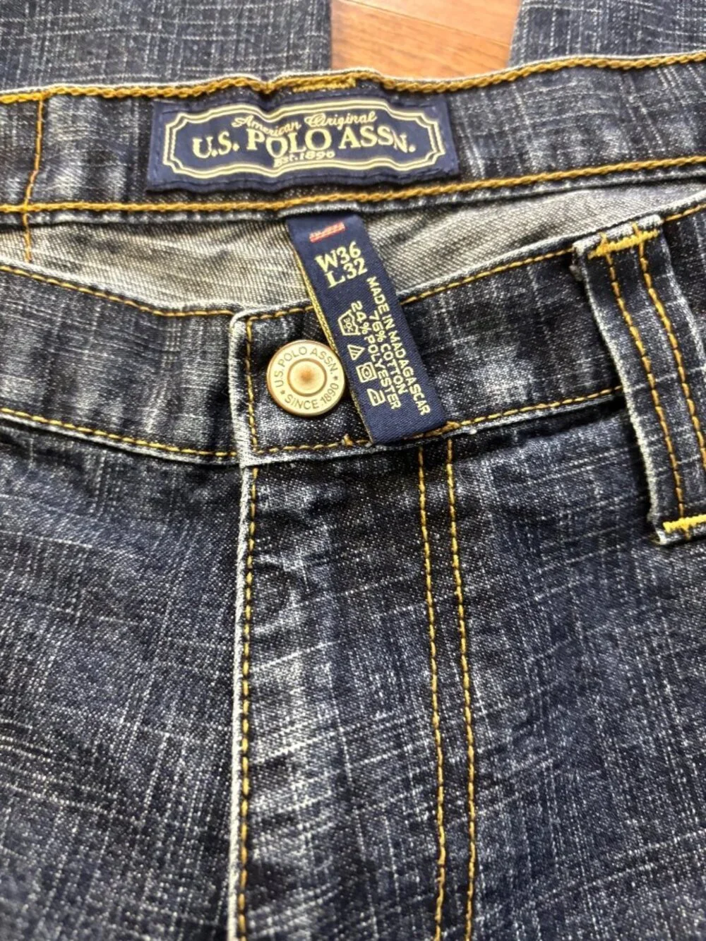 U.S. Polo Assn. Mens Straight Fit Denim Jeans W36 L32 Blue Cotton Blend